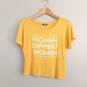 G Mini Women Support Women Yellow Crop Tee